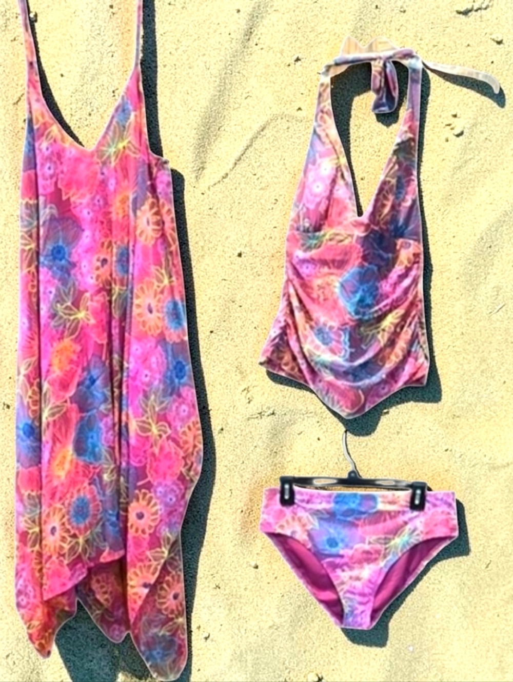 Into The Bleu Elegant 3 pc Swimwear Collection Medium Floral Gorgeous🩷💜🩵💙